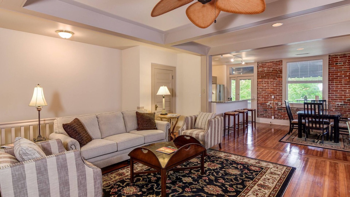 Hendersonville Apartment | Downtown Hendersonville Loft with private balcony overlooking Main Street.