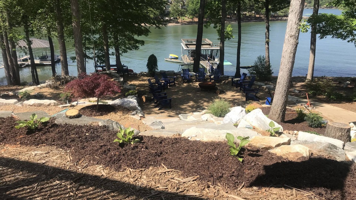 Seneca House | Dujardins waterfront lake Keowee home, with double dock on a deep, wide cove.