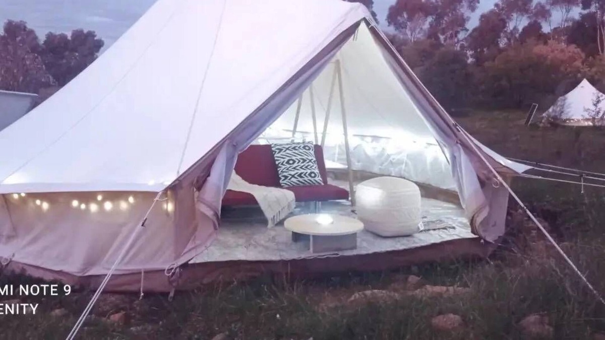 Heathcote South RV Rental | Eight Glamping tents on 45 stunning acres. Serenity of Heathcote Glamping Park