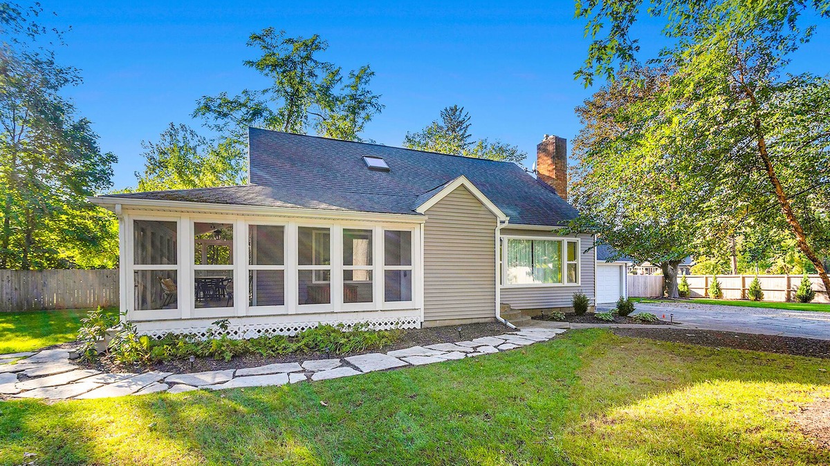 Shorewood-Tower Hills-Harbert House | Elegant 2-story home with heated pool, hot tub, deck, large lawn, & pool house