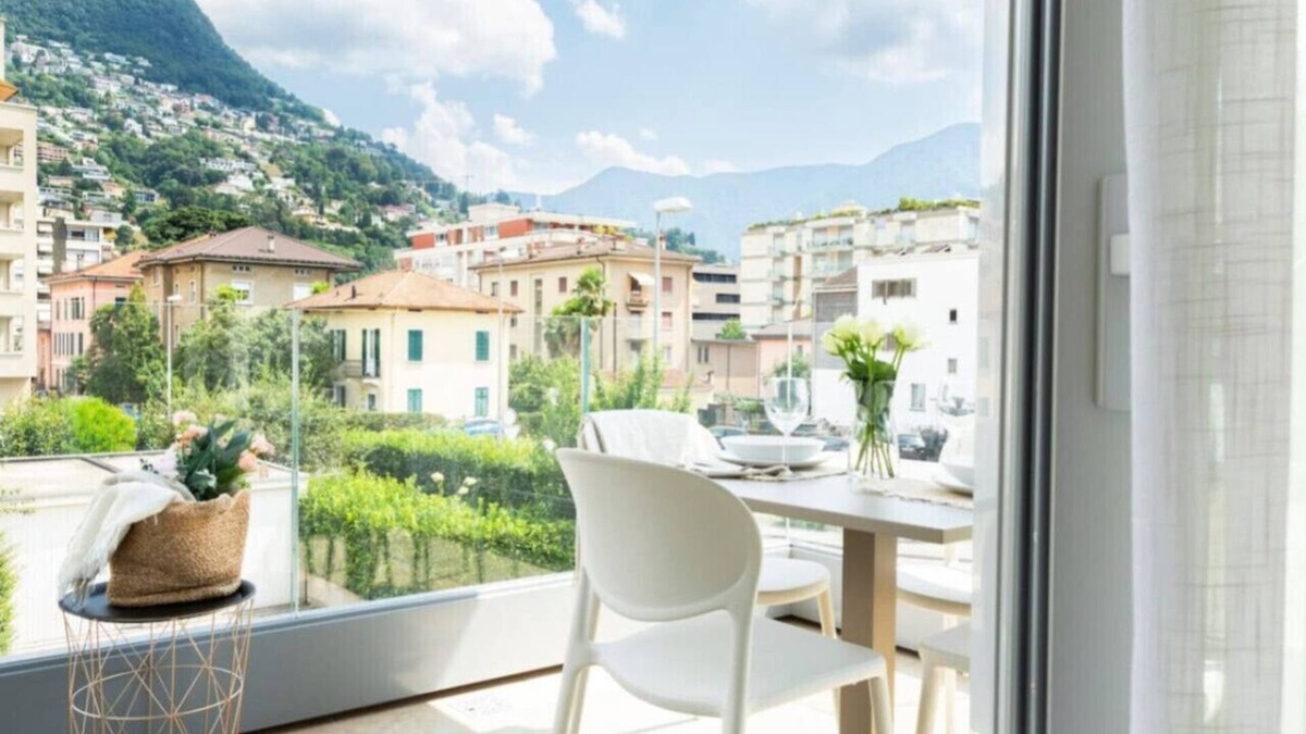 Lugano Apartment | Elegant new Apt with AC, private balcony & garage
