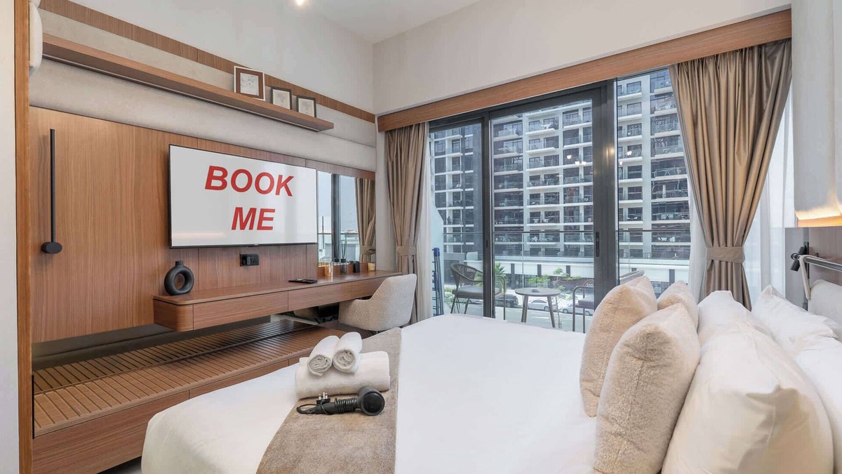 Nad Al Sheba Apartment | Elegant Studio at Azizi Riviera Sleeps 2 with Pool