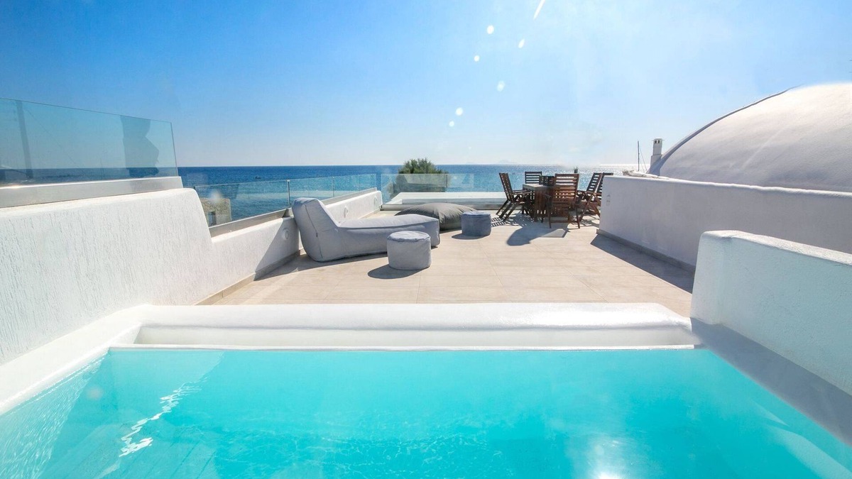 Exomytis Villa | Elite Santorini Villa | Aegean Melody Suites | 3 Bedroom | Outdoor Jacuzzi |.