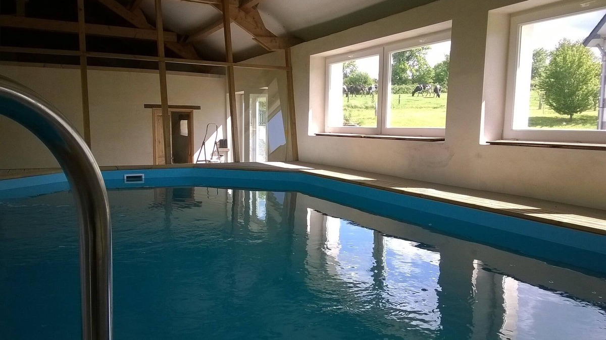 Saint-Germain-de-Coulamer Cottage | Enjoy your heated pool at La Bellazière with family and friends!