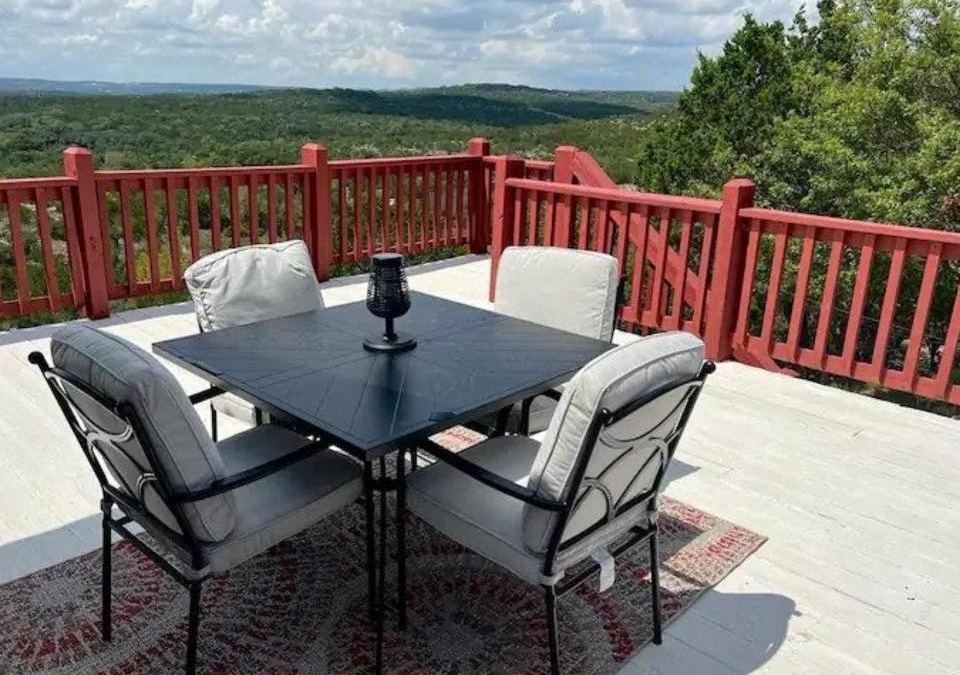 Oatmeal House | Entire 2br 2ba hilltop view home Sleeps 8 pets 4 acres Jacuzzi Central AC Kingbeds Office Free WiFi Parking Full Kitchen Refrigerator Washer Dryer Furnished Three 3 Large Sunset Dining Patios Grill Stovetop Oven Hiking Wildlife Firepit Quiet very Secluded