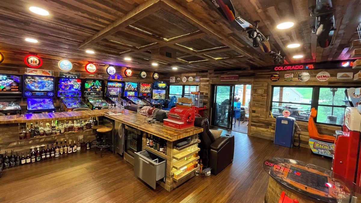 Williamstown Cabin | Epic Family Lake Getaway - 5 Min to Ark, Gameroom, 100ft Dock, Hot Tub, Sauna