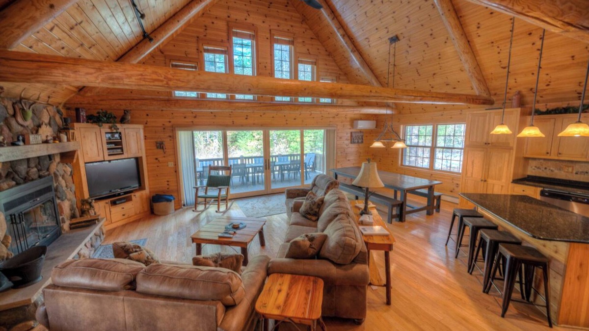 St Germain Cabin | Exceptional log home on 9+ acres with frontage on Big St. Germain Lake