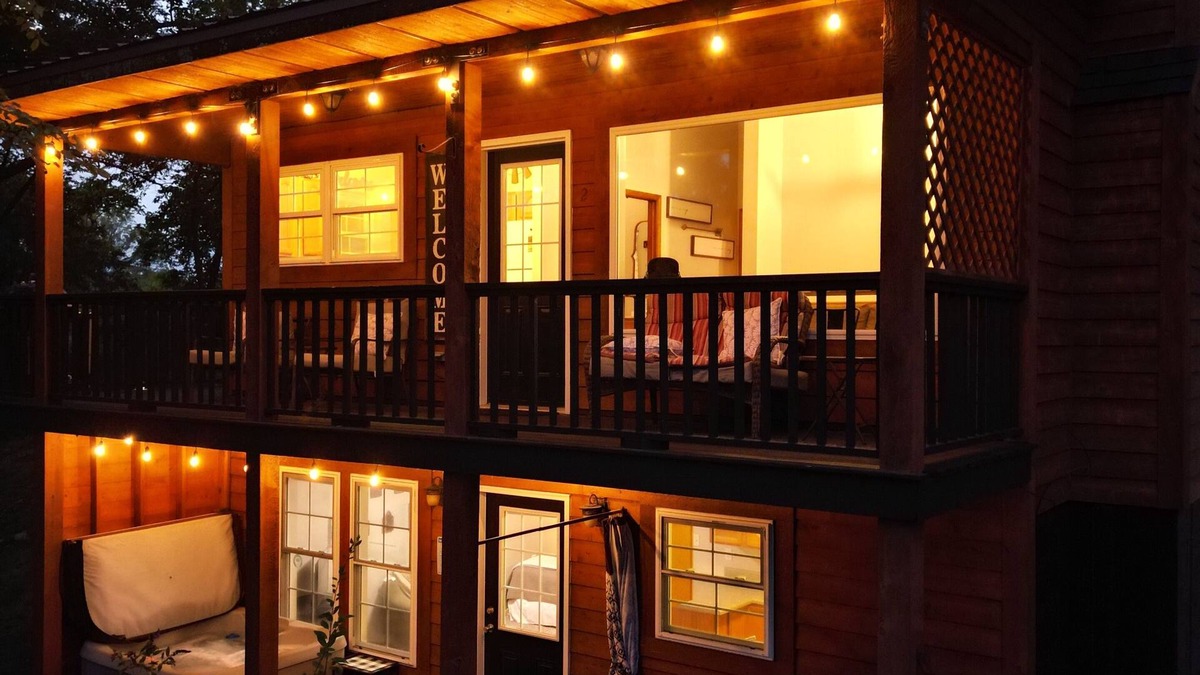 Cobden Cabin | Exquisite views of Shawnee National Forest seen from a private, covered hot tub.