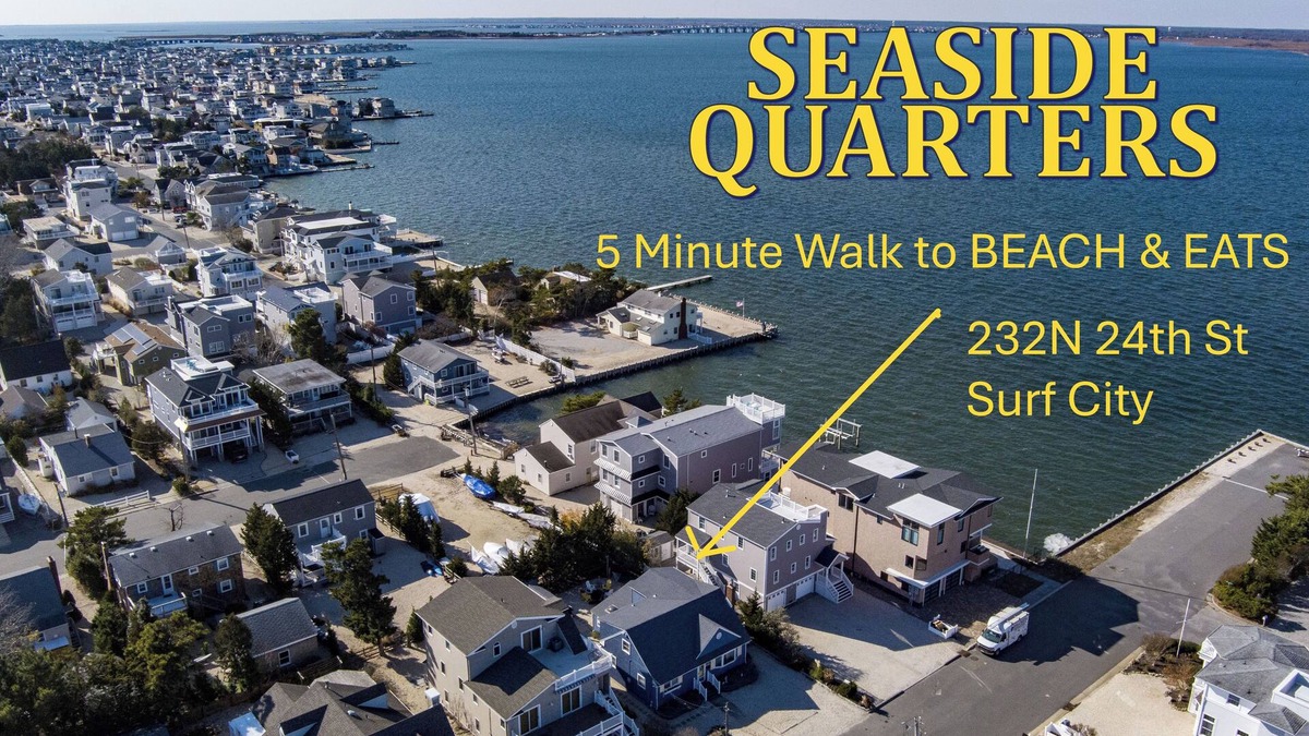 Surf City House | EZ WALK 2 BEACH & EATS 2 OFF BAY BIKES BADGES FIREPIT GAME ROOM TOWELS & LINENS!