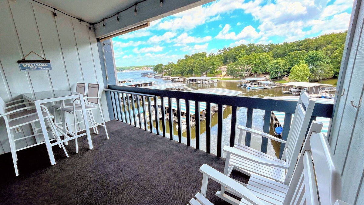 Osage Beach Condo | F Lakefront Condo Remolded Boat Slip, Patio Views, Sleeps 4, Pool, Kitchen WI-FI