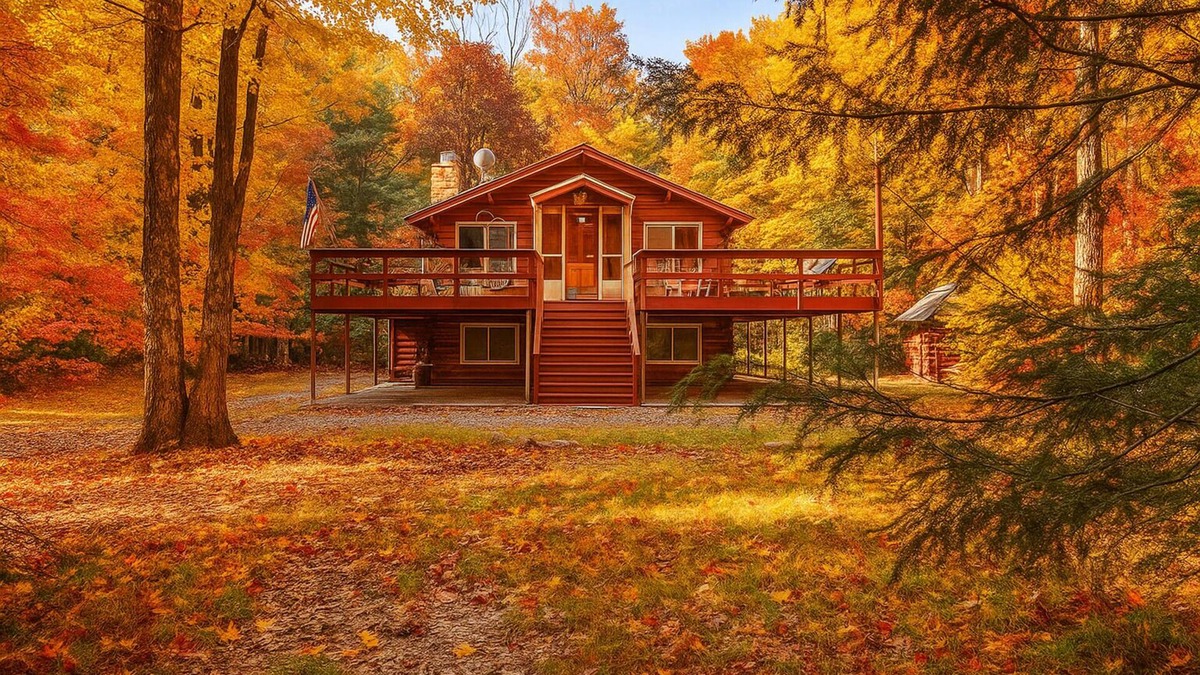 Blakeslee Ski Chalet | Fall Foliage Chalet. EV Charger Sauna,Hot Tub,Movie Room & Firepit. PET Friendly