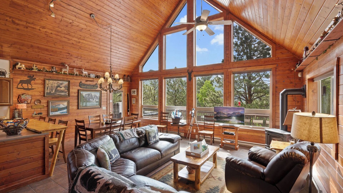 Rainbow Valley House | Family Cabin with looking up at back of Pikes Peak