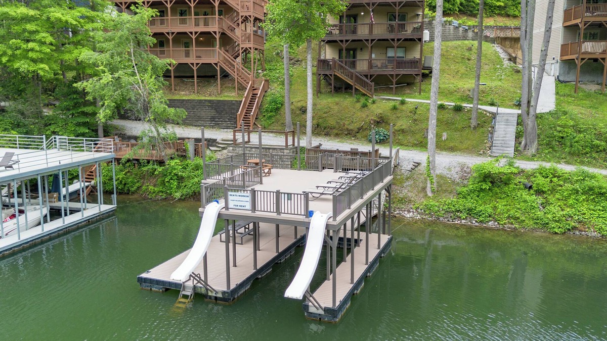 Lakeside Estates House | Family retreat, Lakefront, 2 story dock w/2 slides