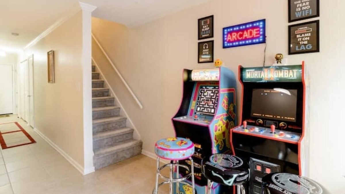 Peachtree Corners House | Family Retreat with Arcade, Firepit, Waffle Bar, & Grill