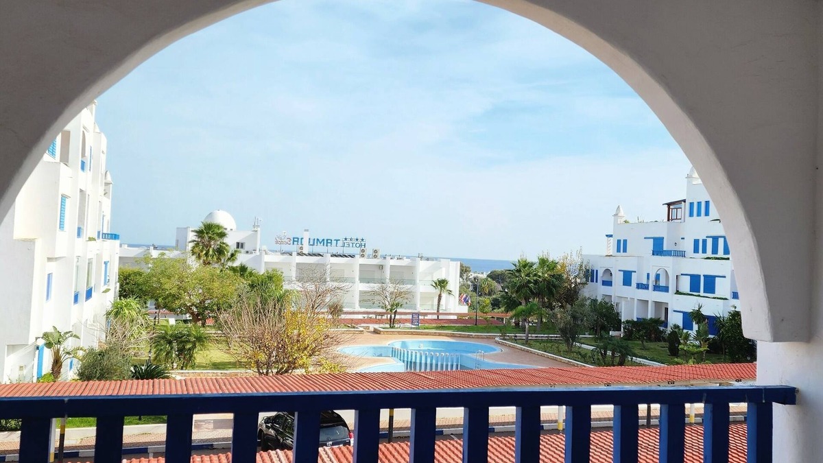 M'diq Condo | Family spacious apartment with sea view, AC, WiFi, 7 mins walking to the beach