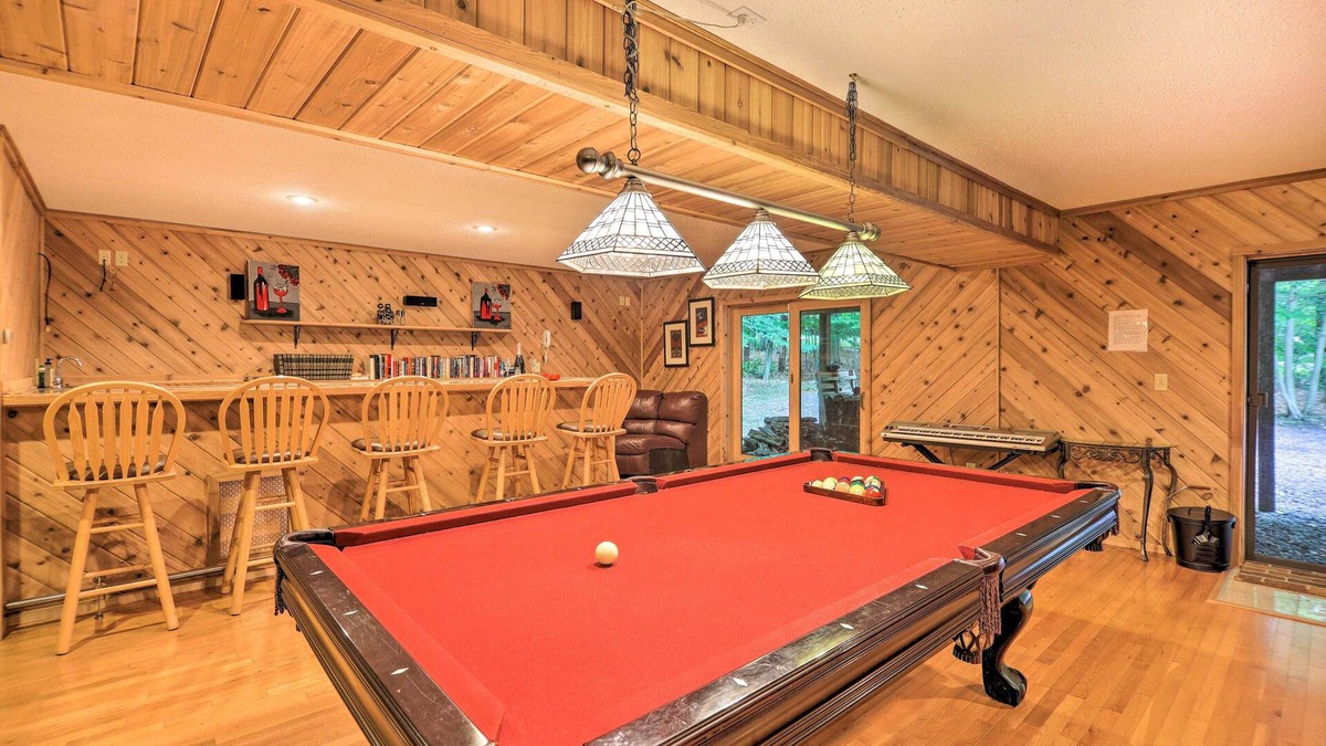 Gouldsboro Cabin | Fire Pit, Indoor Pool Access: Big Bass Lake Cabin