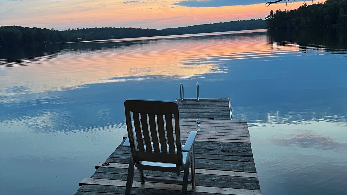 Algoma District House | Fishing off dock! One minute to private lake. Lakefront Getaway. Private home.