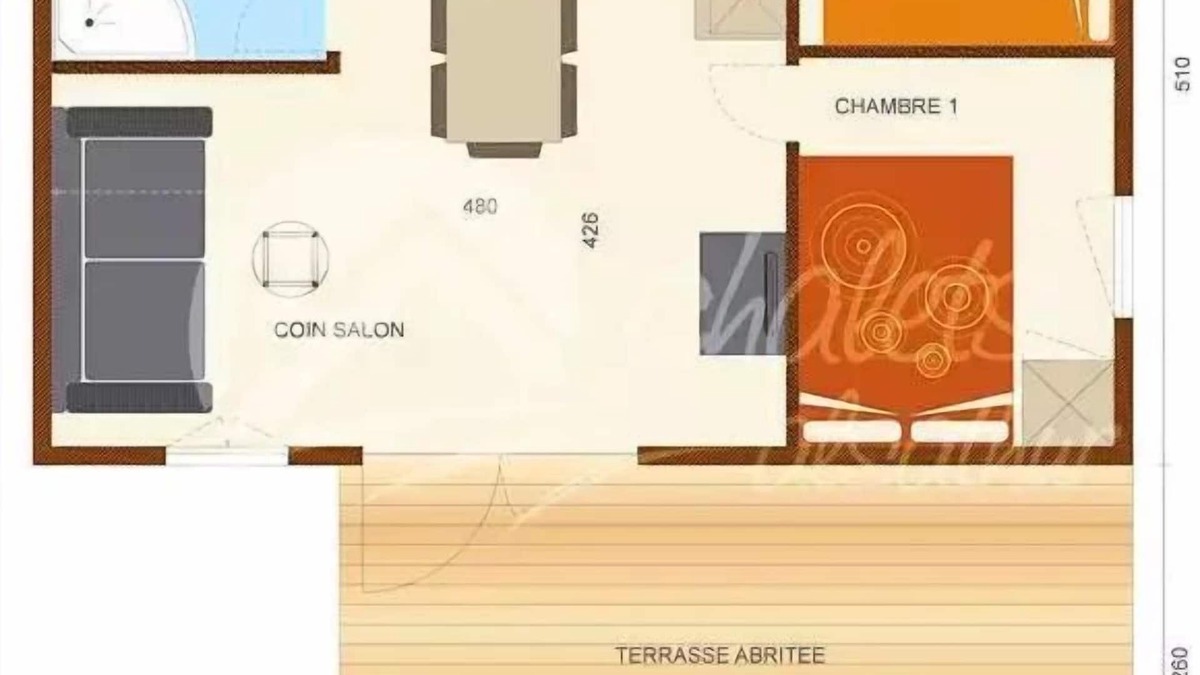 Leval Ski Chalet | Flower Camping du Lac de la Seigneurie * - Chalet Savania PREMIUM46 34 m2 (2 bedrooms) + covered terrace of 13 m2 + TV + reversible air conditioning 6 people
