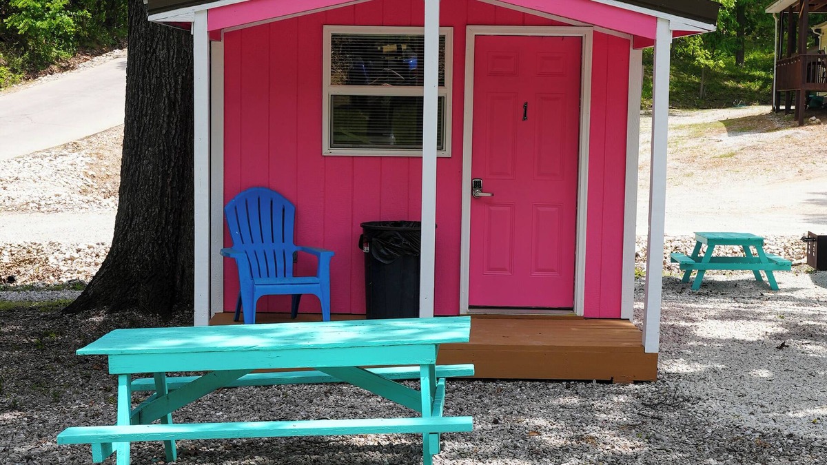 Sunrise Beach Cabin | Franky and Louies Pink Cabin 1