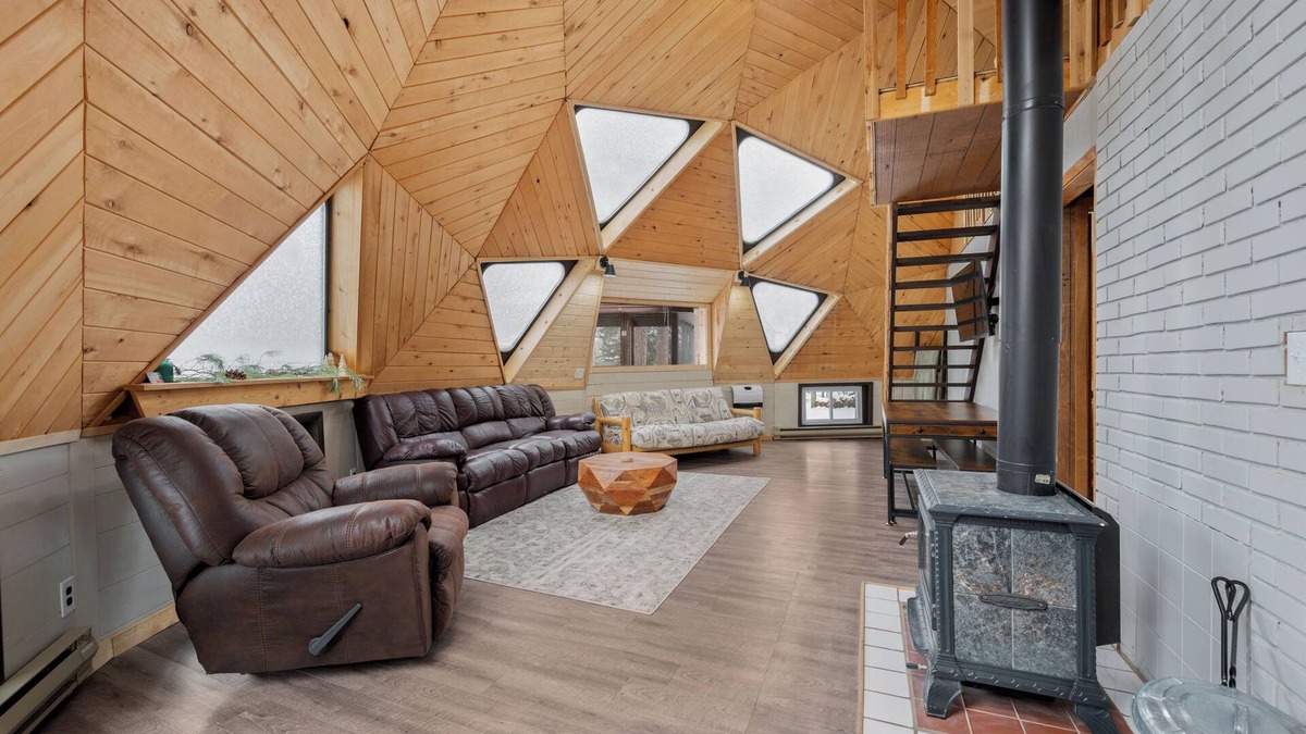 Bigfork Apartment | Geodesic Dome Home - One Bedroom, One Bathroom with Sleeping Loft and Cozy Woodburning Stove