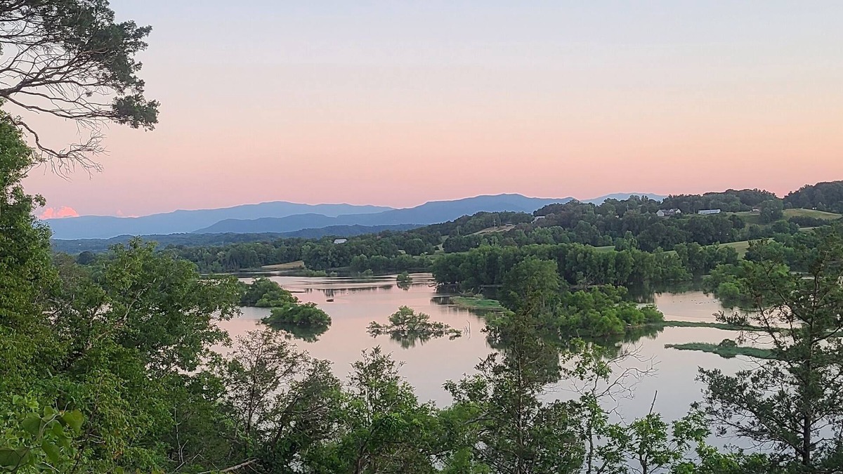 Morristown Cabin | GlampVentures "Helluva View" Bunkhouse with Nolichucky River & Smoky Mtn Views.