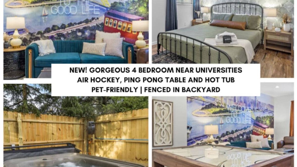 South Oakland House | Gorgeous 4bd near universities Hot tub + Games