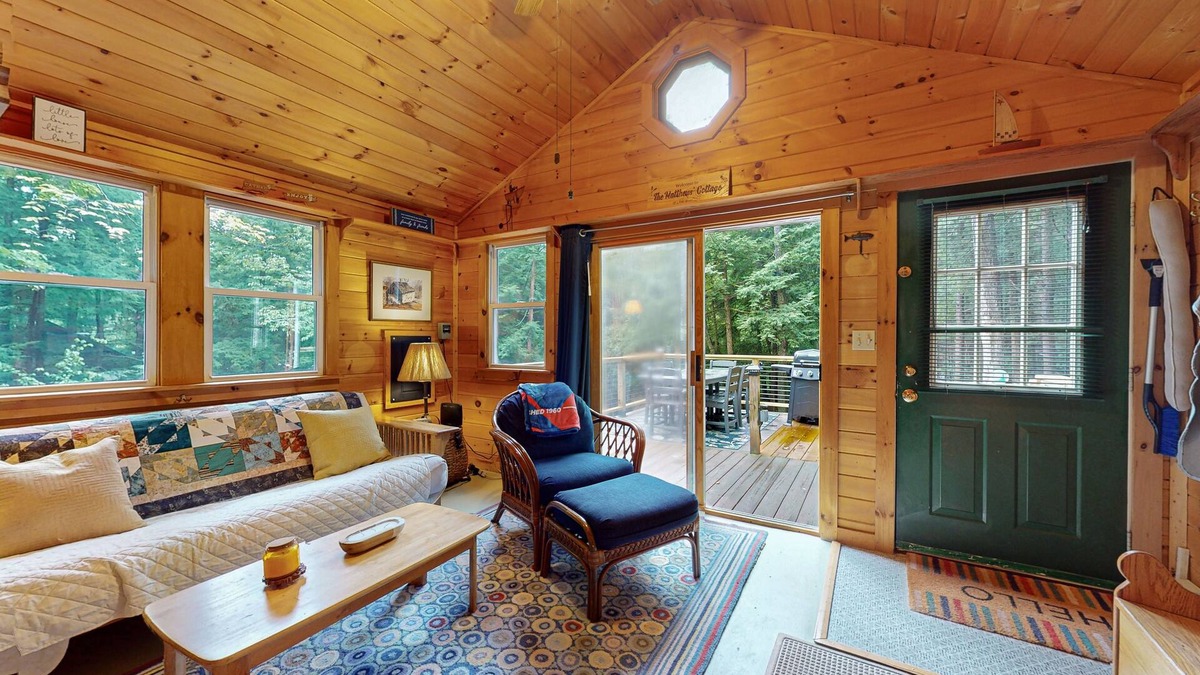 Hubbardton Cabin | Gorgeous cabin with Pack 'n Play, private dock, lovely deck, firepit, wood stove