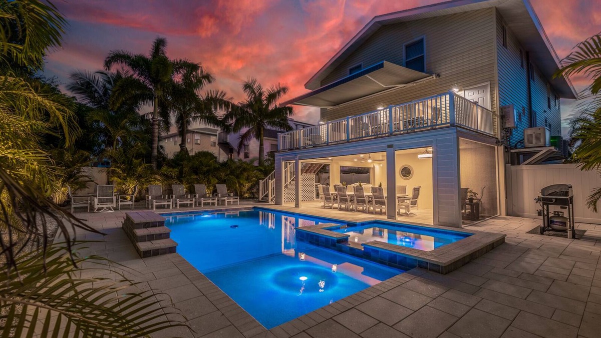 Indian Rocks Beach House | Gorgeous IRB Sunshine Stay Luxury Pool Home Golf Cart-Bikes- 5 Bedroom