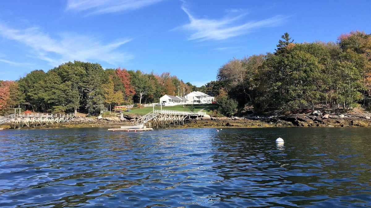 East Boothbay Condo | Gorgeous sunsets on peaceful Linekin Bay coastal beach at low tide and dock
