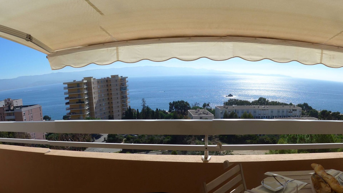 Ajaccio Apartment | Grand F2 route des Sanguinaires large terrace with 180° sea view not overlooked