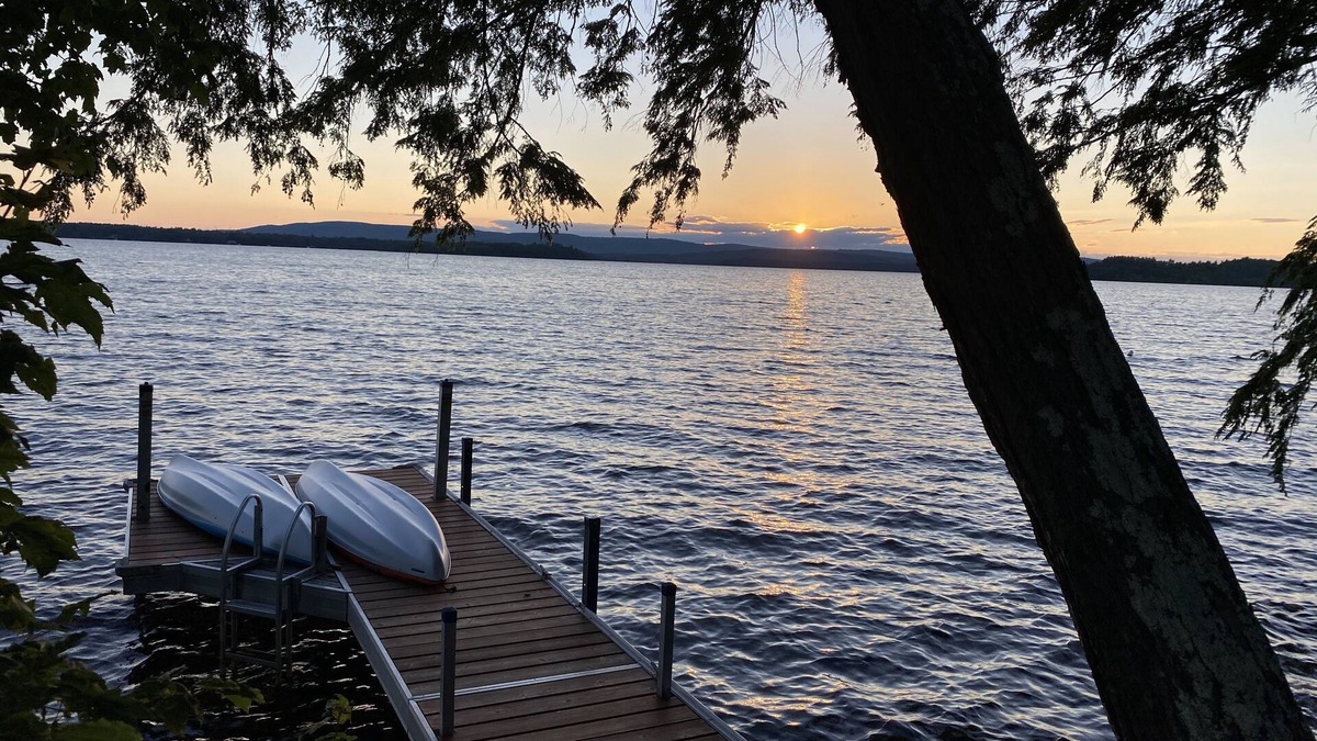 Belgrade Cabin | Great Pond Sunsets - A Classic Camp: Pet Friendly, Kayaks, Dock