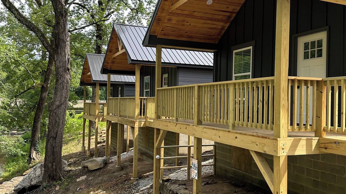 Opelika Cabin | Griffen Mill Properties Cabin #8 by Waterfall in Salem Al with WiFi, AC