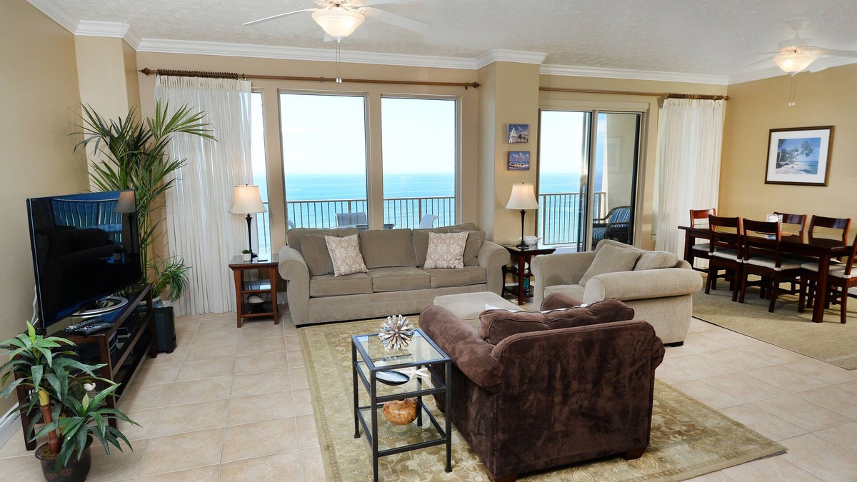 Thomas Drive Condo | Gulf Crest -Walk In Shower in Master