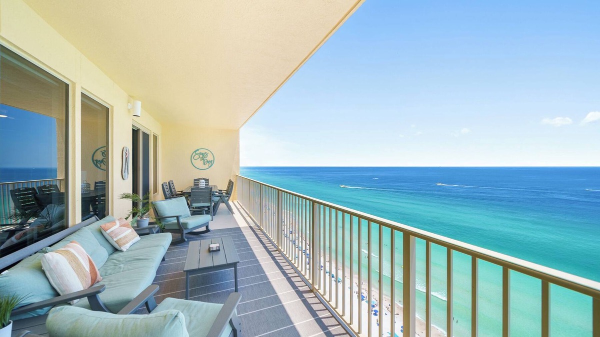 Thomas Drive Condo | Gulf Front with 40' Balcony waiting on you!