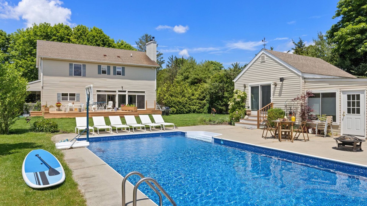 Speonk House | Hamptons Remsenburg Beach House w/pool house, zen/organic garden close to beach