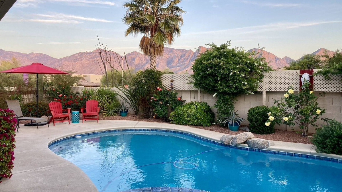 Rancho Vistoso House | Heated Pool-Spa! Epic Mountain Views! BBQ, Firetable, Parks, Trails, Tennis.