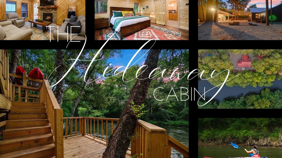 Broken Bow Cabin | Hideaway ~ riverfront with pool, game room, hot tub and kayaks that sleeps 10