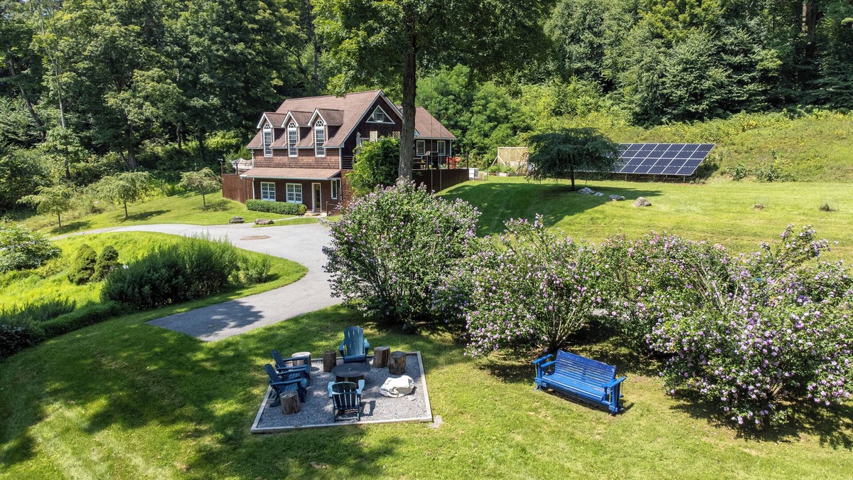 Pine Plains House | Hilltop Home on 10 acres w/hot tub, fire-pit + solar