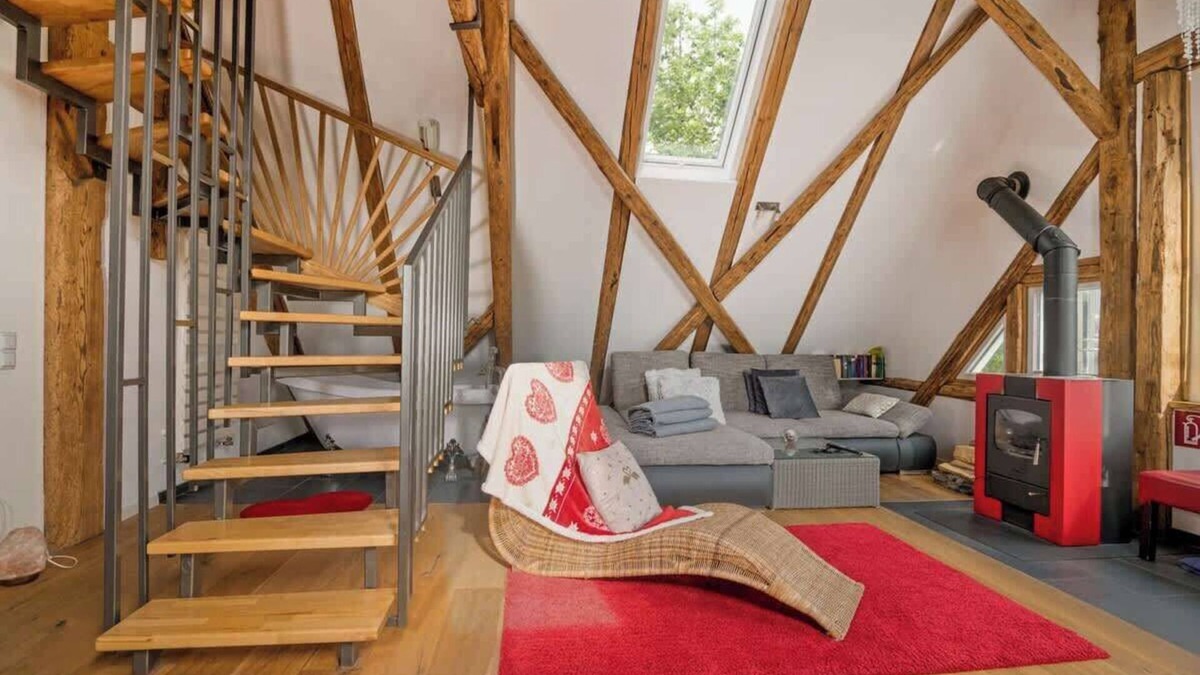 Schonach im Schwarzwald Apartment | Historic Maisonette with Sauna, Garden and Privacy