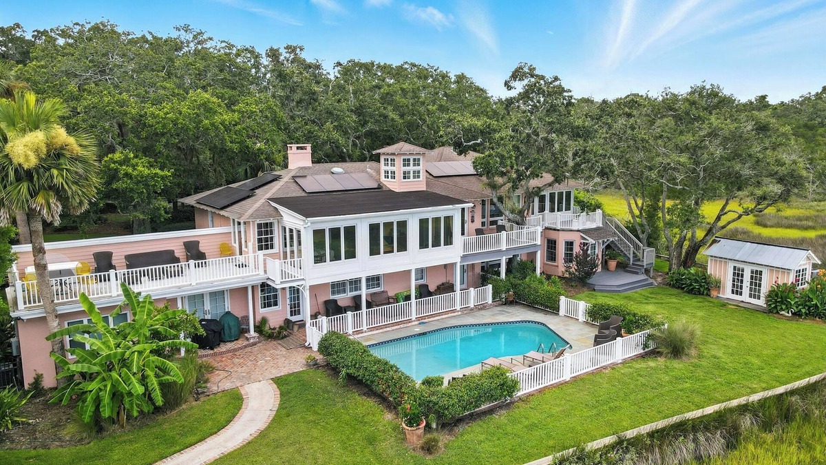 Saint Simons Island House | Historic Marshfront St Simons Estate Heated Pool Private Dock