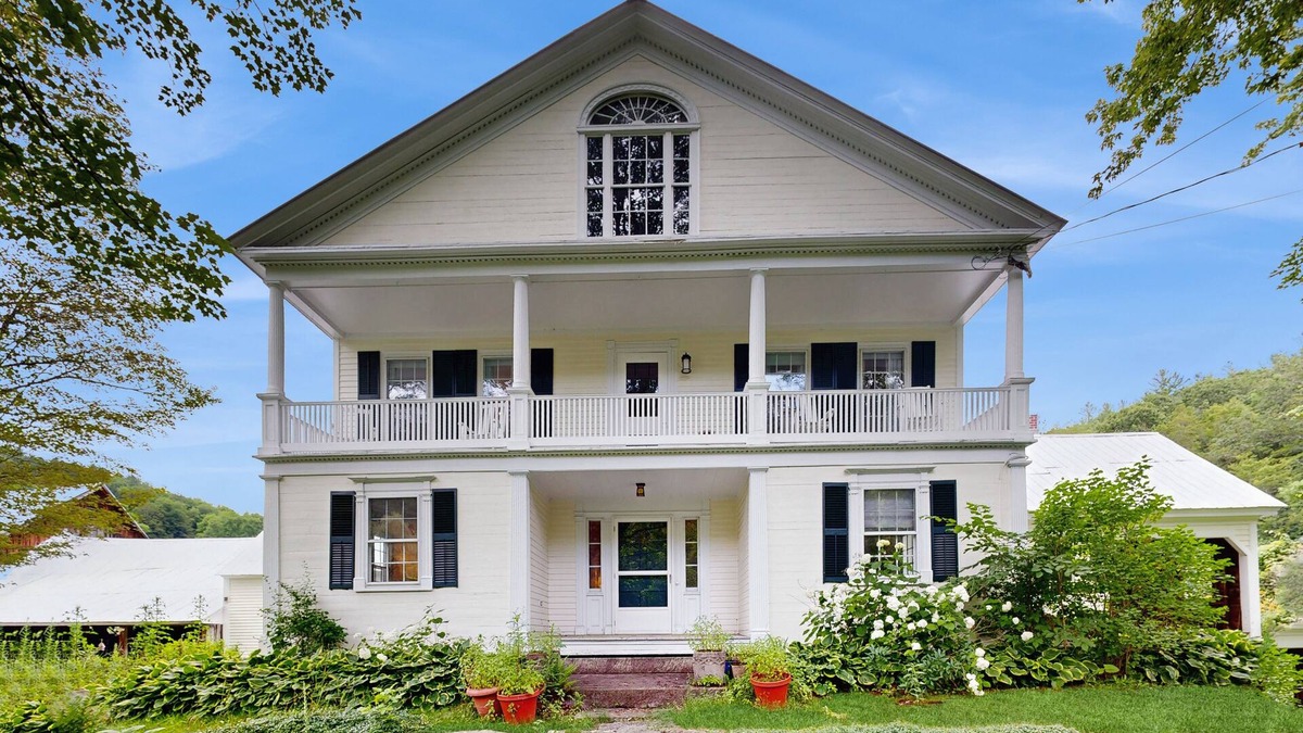 Chester House | Historic Vermont farmhouse in 100+ acres, balcony, sunroom, office, window a/c