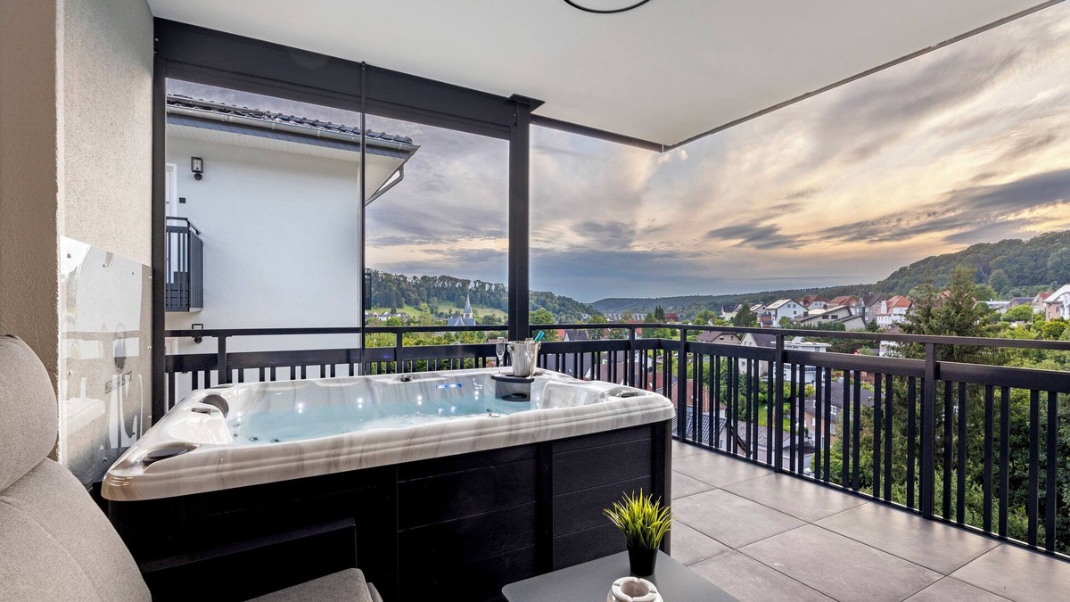 Altenbeken Apartment | Holiday Apartment "Egge Resort 7f" with Balcony, Whirlpool and Sauna