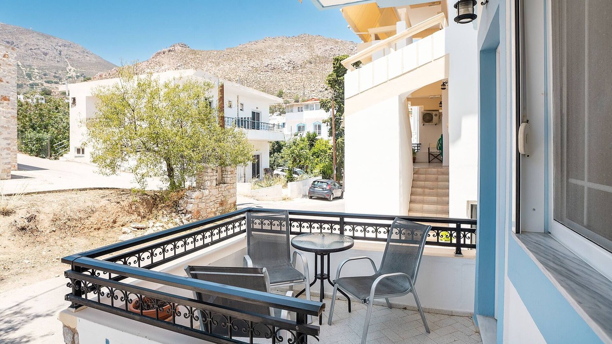 Livadia House | Holiday Home 'Olympus Tilos Apt Double A1 ' with Mountain View, Wi-Fi and Air Conditioning