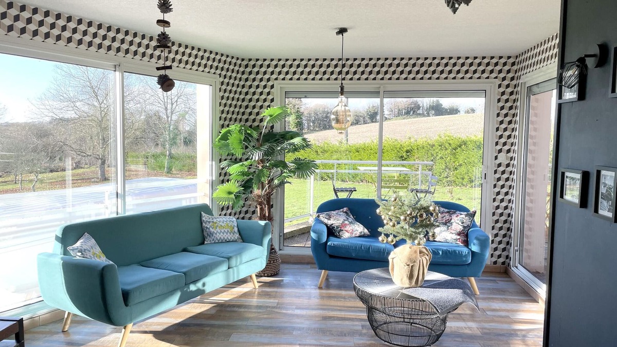 Saint-Hernin Villa | Homerez - Big villa for 14 ppl. with spa and terrace at Saint-Hernin