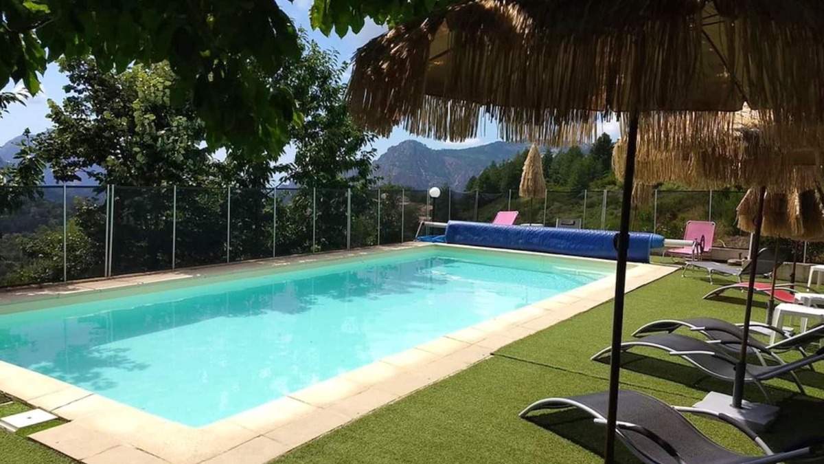Evisa Ski Chalet | Homerez - Nice chalet for 4 ppl. with shared pool, garden and terrace at Évisa