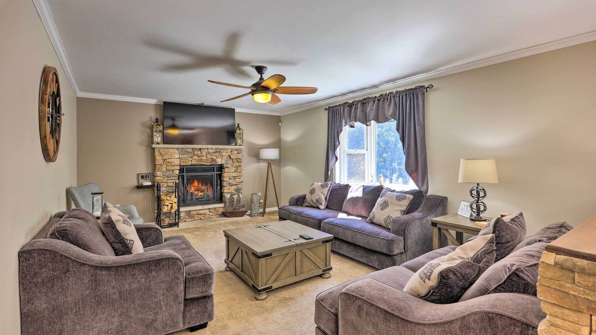 Tunkhannock Township House | Hot Tub, Fire Pit & Lake Access: Poconos Escape!