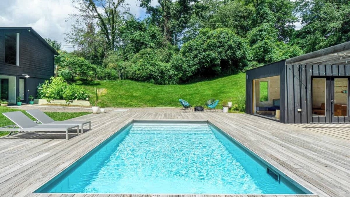 Kerhonkson House | Hudson Valley Black Barn: Views-Fireplace-Pit-Pool