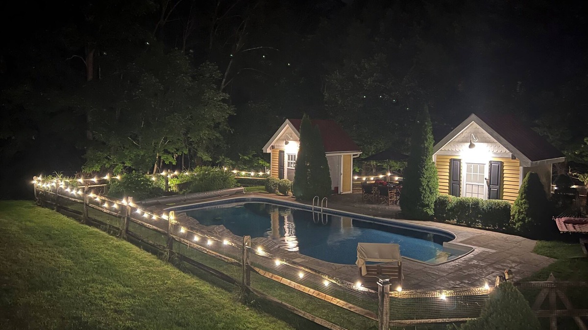Lagrangeville House | Huge Pool, Elevated Hot Tub, Lounge Cabanas, Massive Backyard & Gym