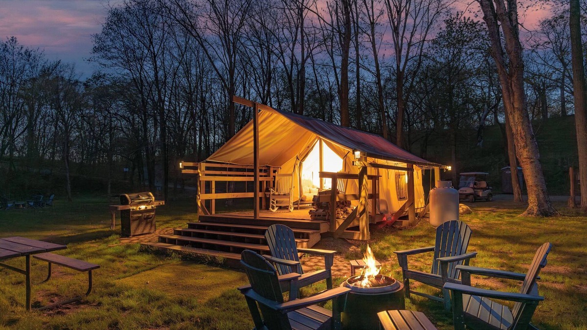 St Croix Falls RV Rental | Huge tent with AC at Big Rock Creek
