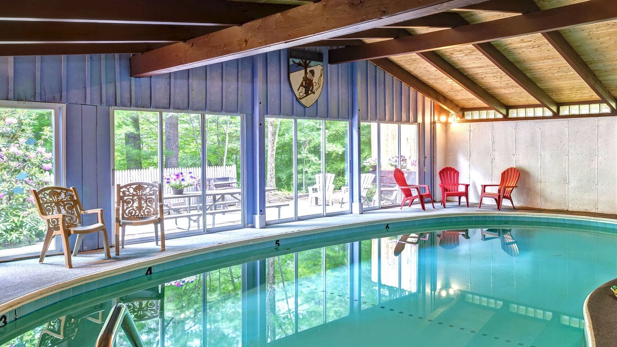 North Conway House | Imagine Floating in Our Heated INDOOR Pool then Relaxing in our Toasty Sauna Too